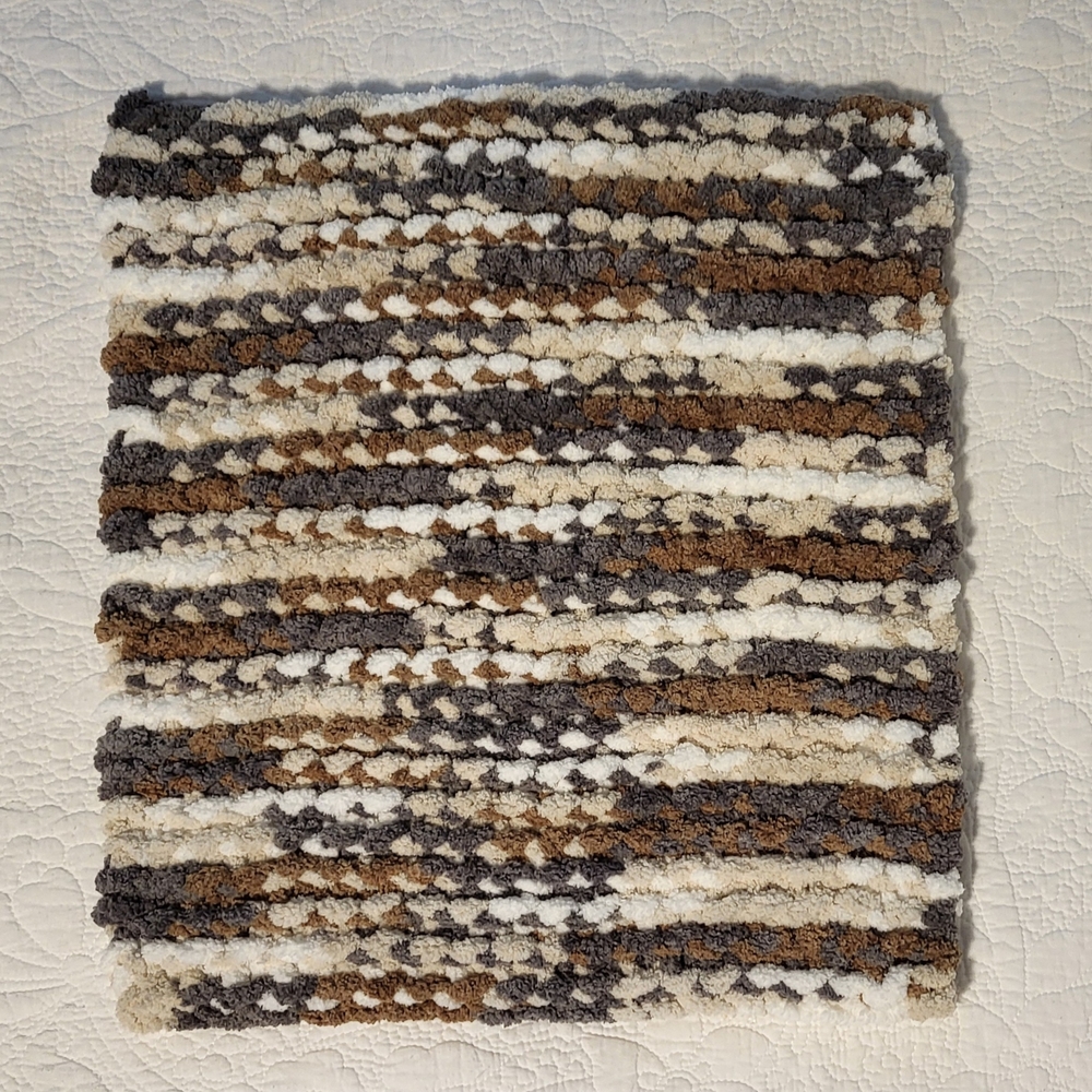 Hand Crafted Knit Pet Pad Mixed Neutrals Tan Brown Cream Gray Size Small